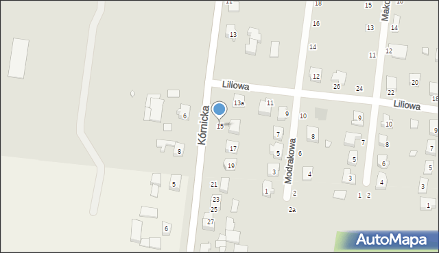 Kostrzyn, Kórnicka, 15, mapa Kostrzyn