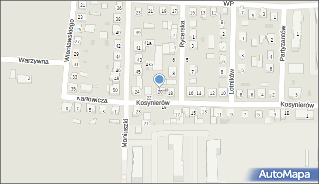 Kostrzyn, Kosynierów, 20, mapa Kostrzyn