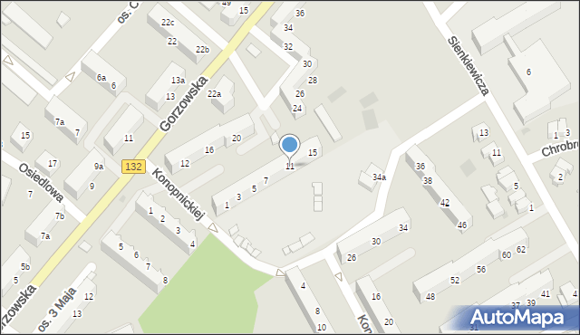 Kostrzyn nad Odrą, Konopnickiej Marii, 11, mapa Kostrzyn nad Odrą