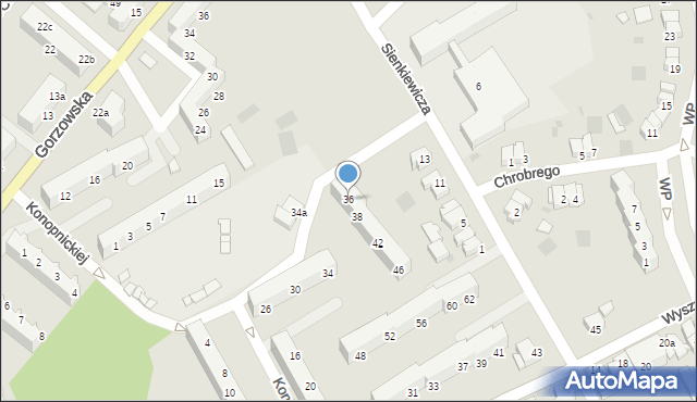 Kostrzyn nad Odrą, Konopnickiej Marii, 36, mapa Kostrzyn nad Odrą