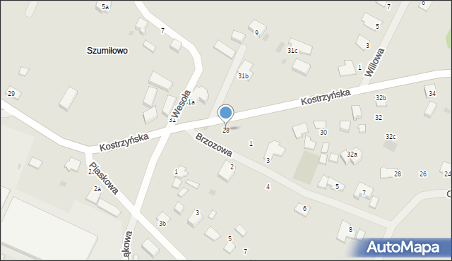 Kostrzyn nad Odrą, Kostrzyńska, 28, mapa Kostrzyn nad Odrą