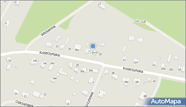 Kostrzyn nad Odrą, Kostrzyńska, 37, mapa Kostrzyn nad Odrą