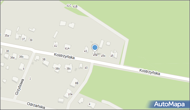 Kostrzyn nad Odrą, Kostrzyńska, 45a, mapa Kostrzyn nad Odrą