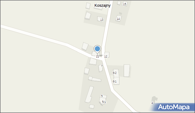 Koszajny, Koszajny, 11, mapa Koszajny