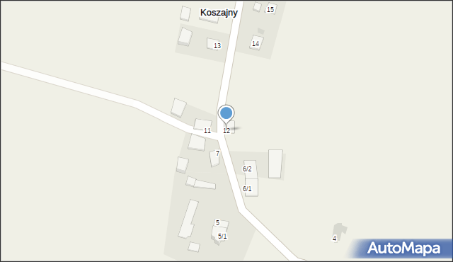 Koszajny, Koszajny, 12, mapa Koszajny