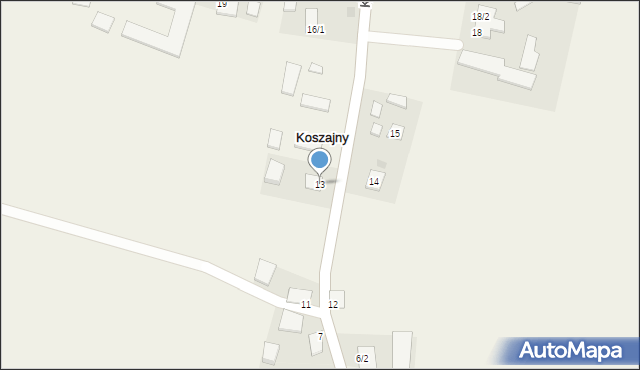 Koszajny, Koszajny, 13, mapa Koszajny