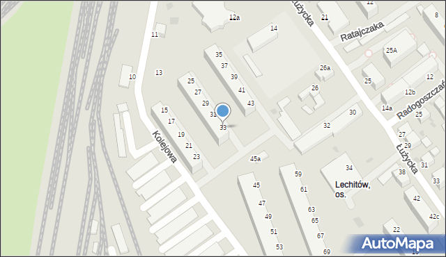 Koszalin, Kolejowa, 33, mapa Koszalina