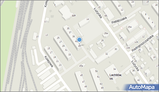 Koszalin, Kolejowa, 43, mapa Koszalina