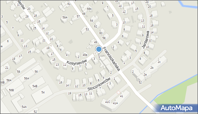 Koszalin, Kosynierów, 1, mapa Koszalina