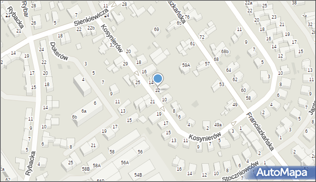 Koszalin, Kosynierów, 12, mapa Koszalina