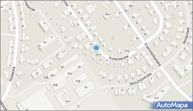 Koszalin, Kosynierów, 15, mapa Koszalina