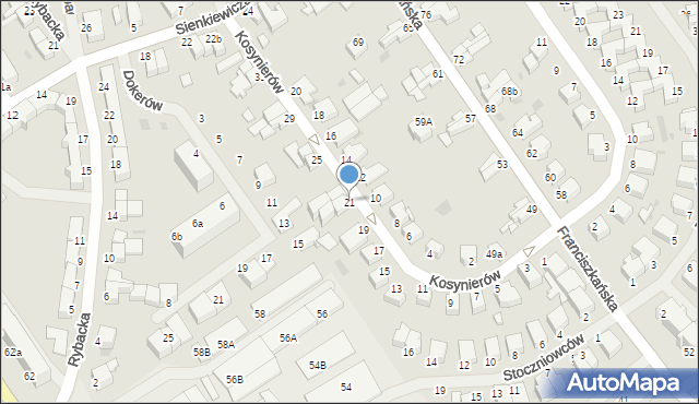 Koszalin, Kosynierów, 21, mapa Koszalina