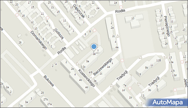 Koszalin, Kostenckiego Jerzego, dr., 1a, mapa Koszalina