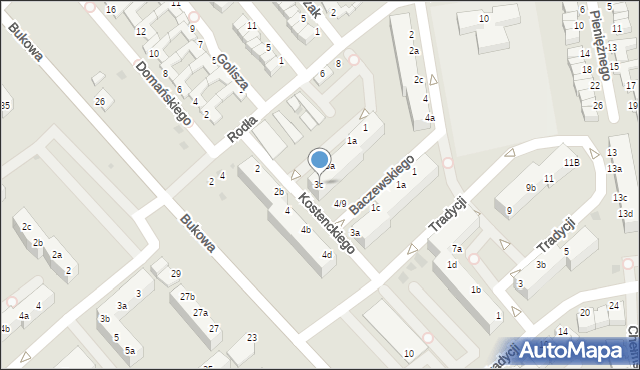 Koszalin, Kostenckiego Jerzego, dr., 3c, mapa Koszalina