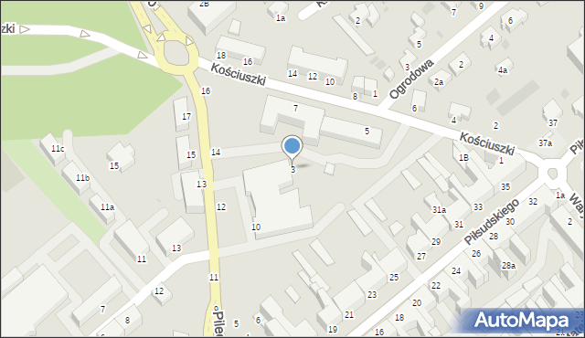 Koszalin, Kościuszki Tadeusza, gen., 3, mapa Koszalina