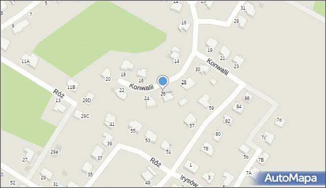 Koszalin, Konwalii, 26, mapa Koszalina