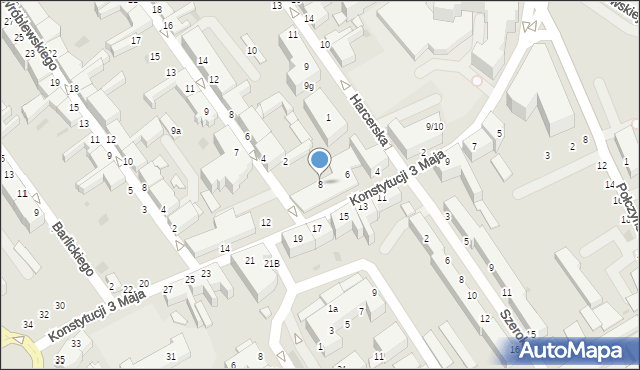 Koszalin, Konstytucji 3 Maja, 8, mapa Koszalina