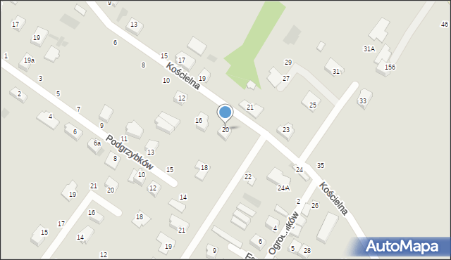 Koszalin, Kościelna, 20, mapa Koszalina