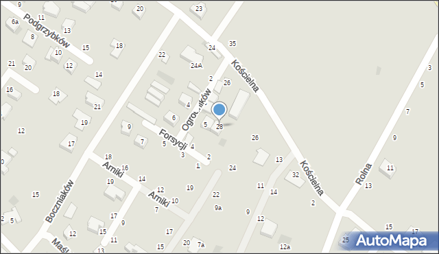 Koszalin, Kościelna, 28, mapa Koszalina