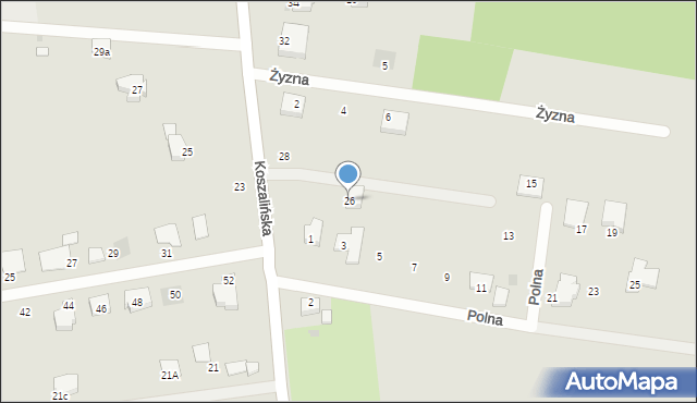 Koszalin, Koszalińska, 26, mapa Koszalina