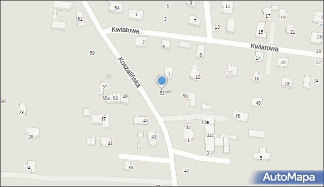 Koszalin, Koszalińska, 52, mapa Koszalina