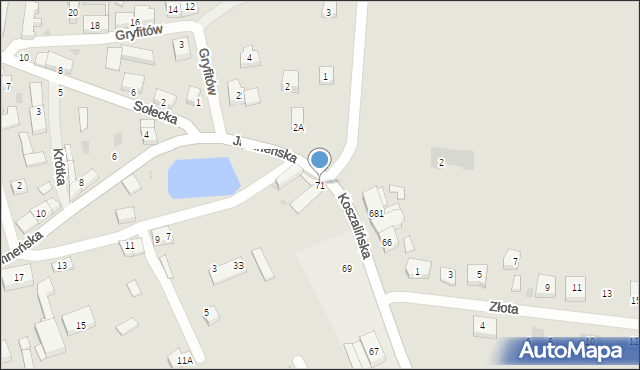 Koszalin, Koszalińska, 71, mapa Koszalina