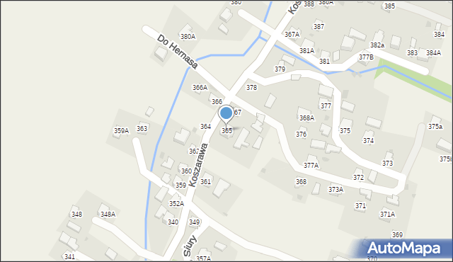 Koszarawa, Koszarawa, 365, mapa Koszarawa