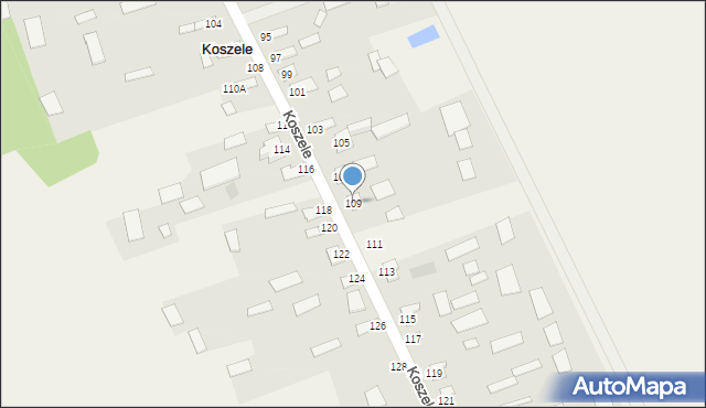 Koszele, Koszele, 109, mapa Koszele