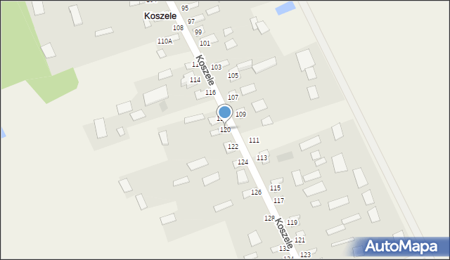 Koszele, Koszele, 120, mapa Koszele