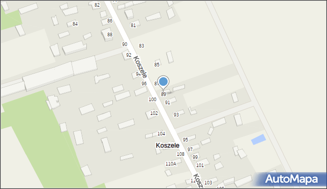 Koszele, Koszele, 89, mapa Koszele