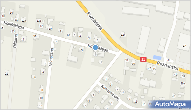 Kotlin, Kosińskiego Wojciecha, 3, mapa Kotlin