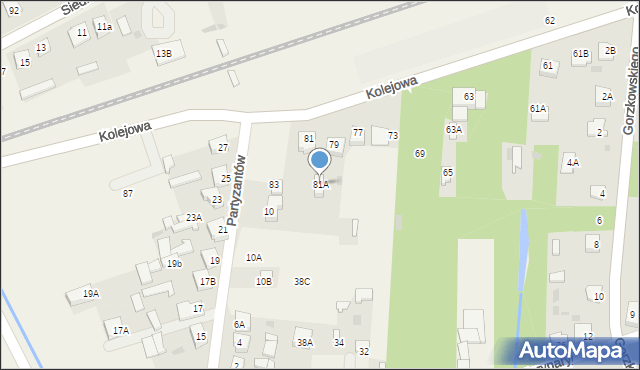 Kotuń, Kolejowa, 81A, mapa Kotuń