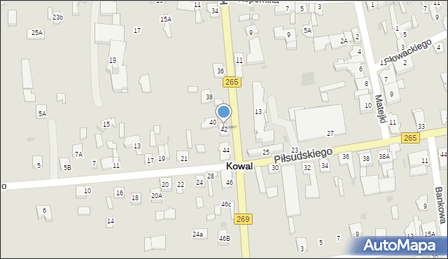 Kowal, Kościuszki Tadeusza, gen., 42, mapa Kowal