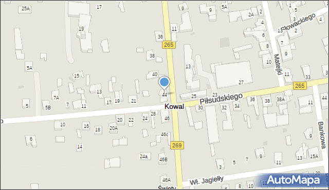 Kowal, Kościuszki Tadeusza, gen., 44, mapa Kowal