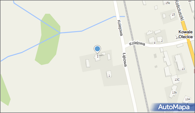Kowale Oleckie, Kolejowa, 1, mapa Kowale Oleckie