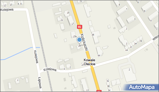 Kowale Oleckie, Kościuszki Tadeusza, gen., 15, mapa Kowale Oleckie