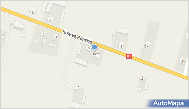 Kowale Pańskie, Kowale Pańskie, 9a, mapa Kowale Pańskie