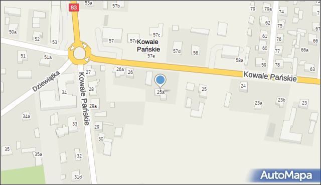 Kowale Pańskie-Kolonia, Kowale Pańskie-Kolonia, 25a, mapa Kowale Pańskie-Kolonia