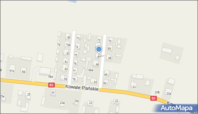 Kowale Pańskie-Kolonia, Kowale Pańskie-Kolonia, 67, mapa Kowale Pańskie-Kolonia