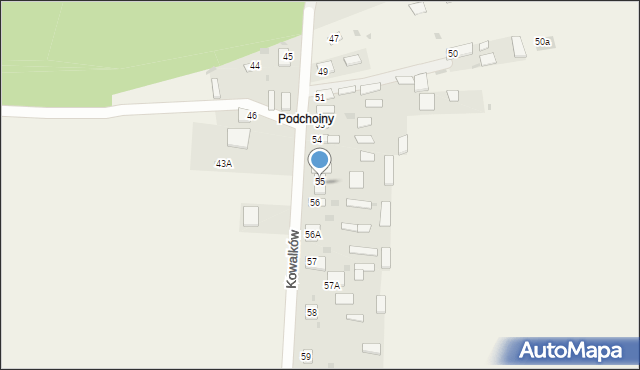 Kowalków, Kowalków, 55A, mapa Kowalków