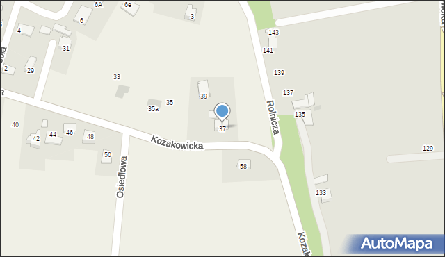 Kozakowice Górne, Kozakowicka, 37, mapa Kozakowice Górne