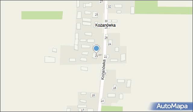 Kożanówka, Kożanówka, 21, mapa Kożanówka