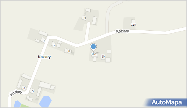 Koziary, Koziary, 10A, mapa Koziary