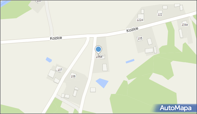 Kozice, Kozice, 105A, mapa Kozice