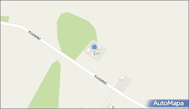 Kozielec, Kozielec, 8, mapa Kozielec