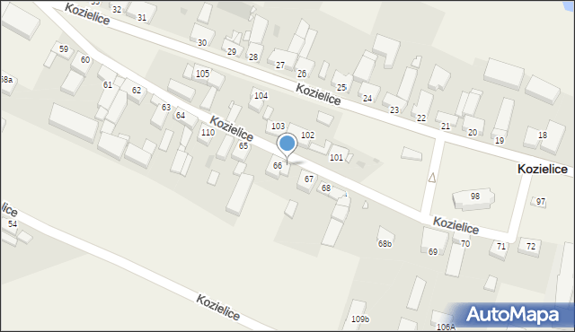 Kozielice, Kozielice, 66a, mapa Kozielice