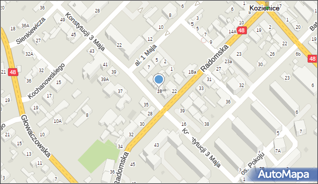 Kozienice, Konstytucji 3 Maja, 18, mapa Kozienice