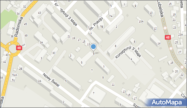Kozienice, Konstytucji 3 Maja, 3, mapa Kozienice