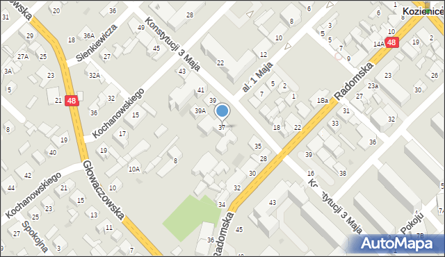 Kozienice, Konstytucji 3 Maja, 37, mapa Kozienice
