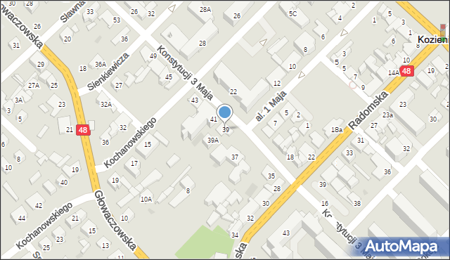 Kozienice, Konstytucji 3 Maja, 39, mapa Kozienice